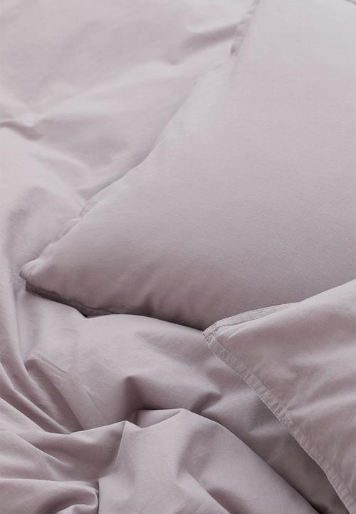H&M - Double/king size cotton duvet cover set - light mauve