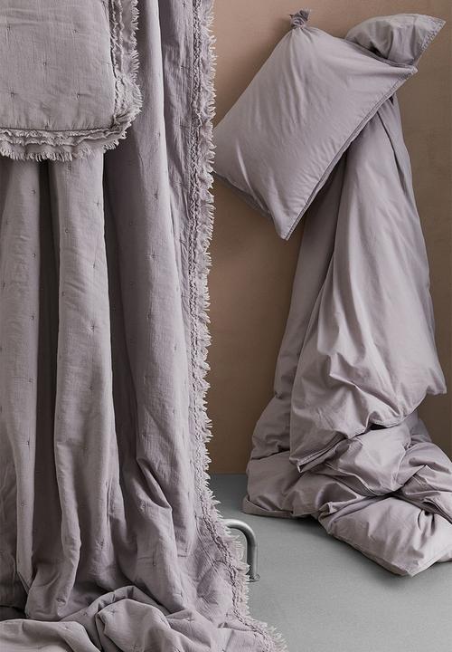 H&M - Double/king size cotton duvet cover set - light mauve