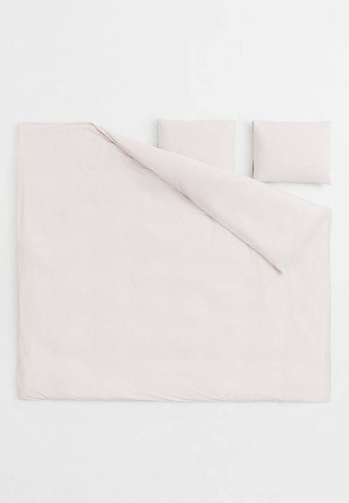 H&M - Cotton double/king duvet cover set - light beige