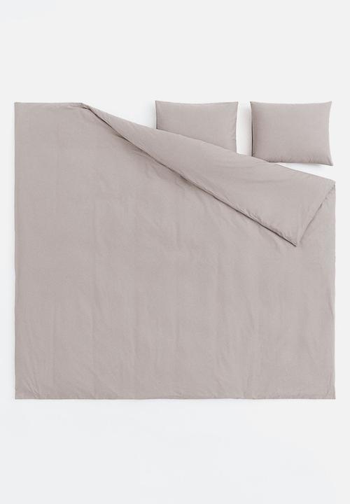 H&M - Cotton double/king duvet cover set - greige 