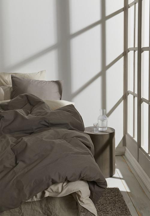 H&M - Cotton double/king duvet cover set - greige 