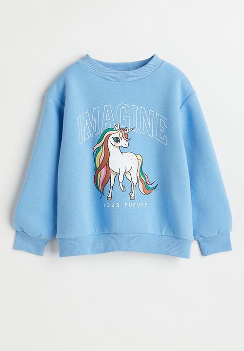 H&M - Printed sweatshirt - light blue/unicorn