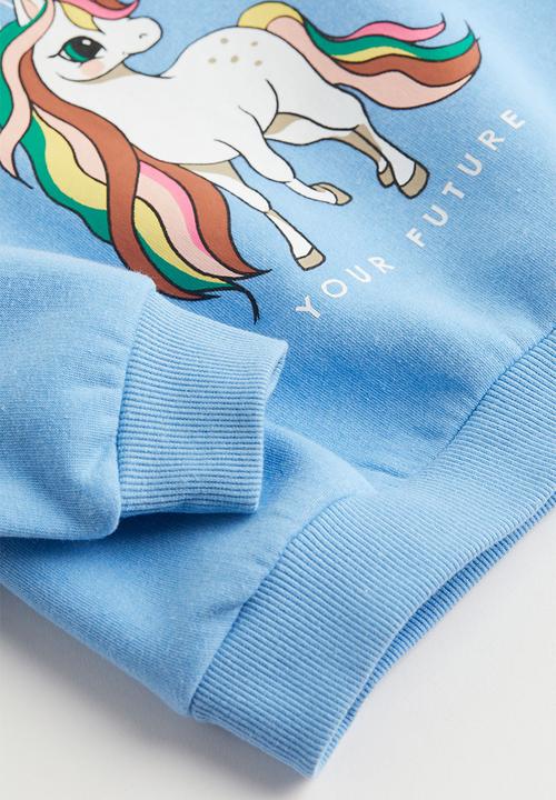 H&M - Printed sweatshirt - light blue/unicorn