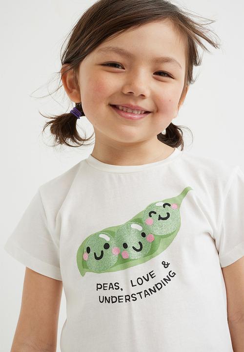 H&M - Printed T-shirt - natural white/peas