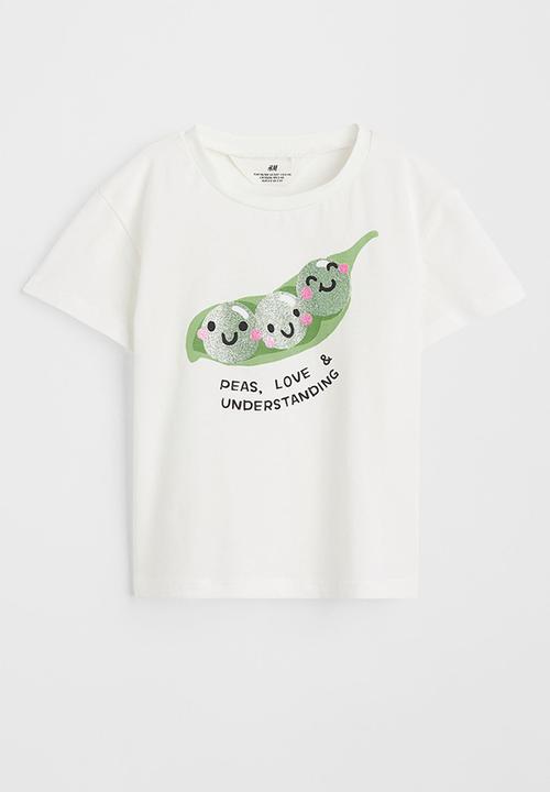 H&M - Printed T-shirt - natural white/peas