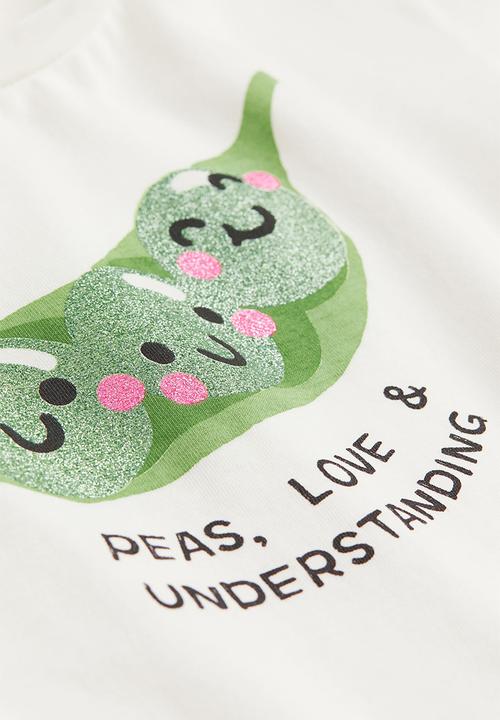 H&M - Printed T-shirt - natural white/peas
