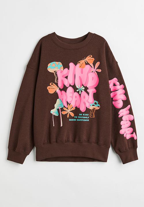 H&M - Oversized sweatshirt - dark brown/kind heart