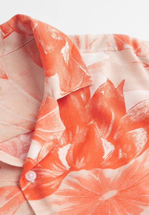 H&M - Relaxed fit patterned resort shirt - orange/floral