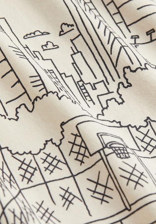 H&M - Regular fit printed T-shirt - light beige/basketball court