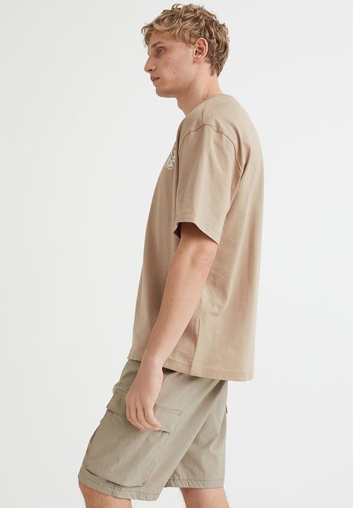 H&M - Relaxed fit printed T-shirt - beige/wolf