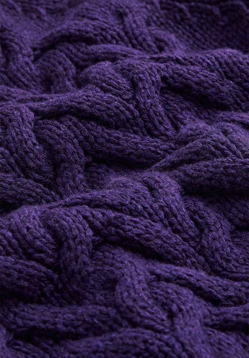 H&M - Regular fit wool-blend cable-knit jumper - dark purple