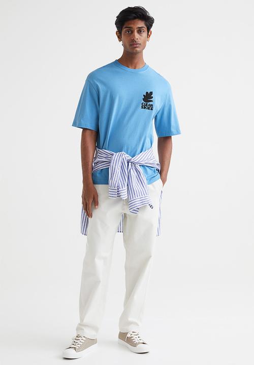H&M - Relaxed fit printed T-shirt - blue/clear skies