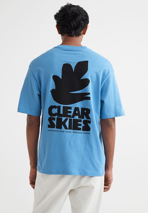 H&M - Relaxed fit printed T-shirt - blue/clear skies