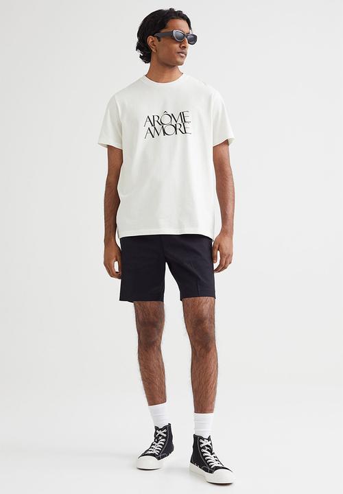 H&M - Regular fit cotton T-shirt - white/arôme amore