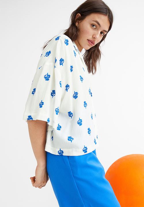 H&M - Oversized resort shirt - white/floral