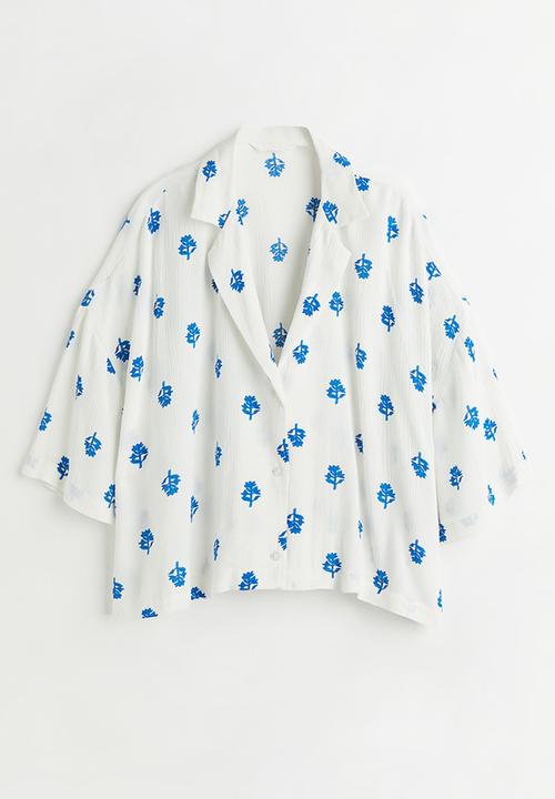 H&M - Oversized resort shirt - white/floral
