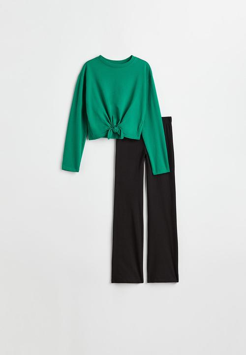 H&M - 2 Piece cotton set - green & black