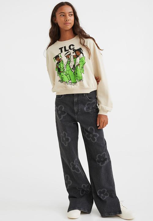 H&M - Boxy printed sweatshirt - natural white/tlc