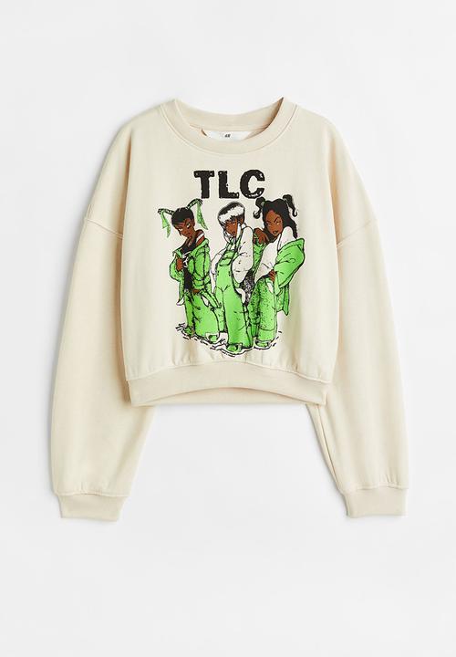 H&M - Boxy printed sweatshirt - natural white/tlc