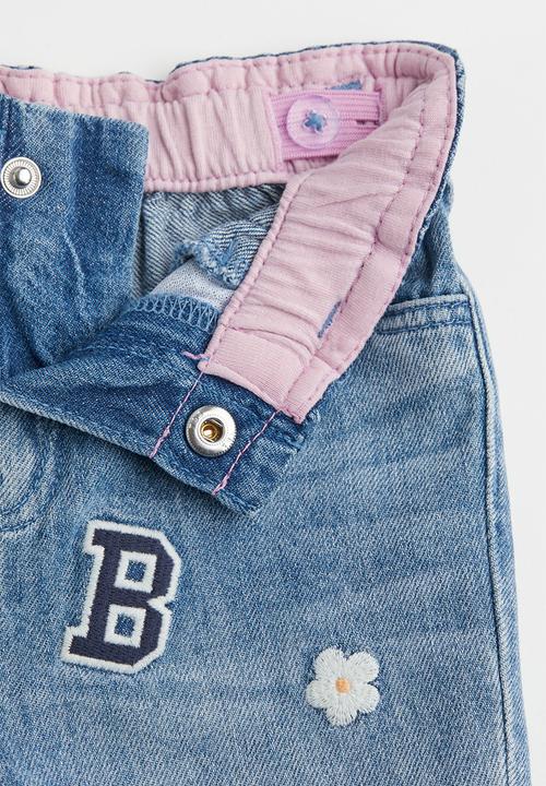 H&M - Embroidered jeans - light denim blue/patterned