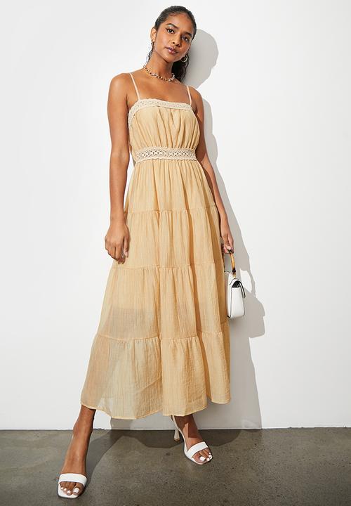 Superbalist - Anglaise insert tiered dress - stone