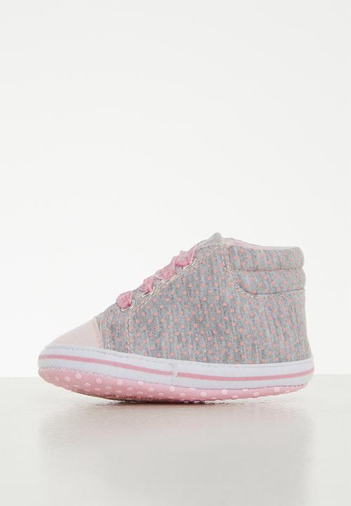 Pop Candy - Lace up sneaker with heart - grey & pink