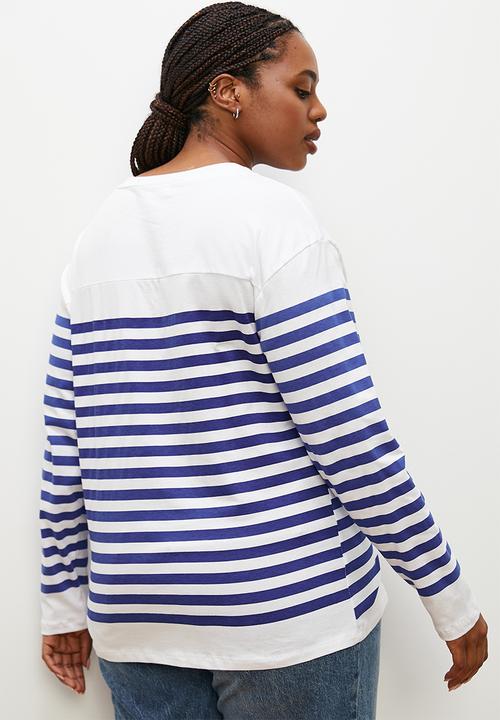 edit - Boatneck tee - navy & white