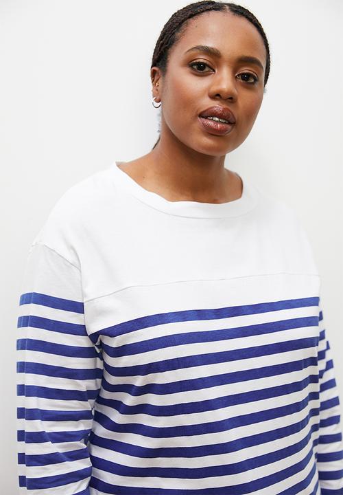 edit - Boatneck tee - navy & white
