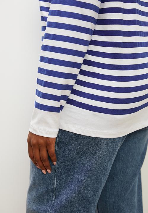 edit - Boatneck tee - navy & white