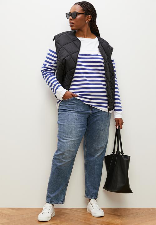edit - Boatneck tee - navy & white