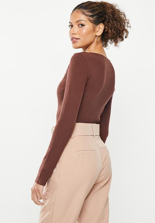 dailyfriday - Cut out long sleeve top - brown
