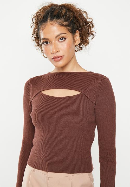 dailyfriday - Cut out long sleeve top - brown