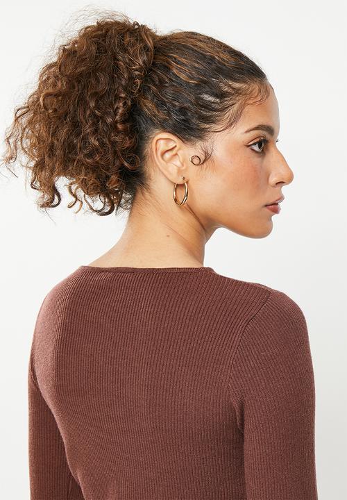 dailyfriday - Cut out long sleeve top - brown