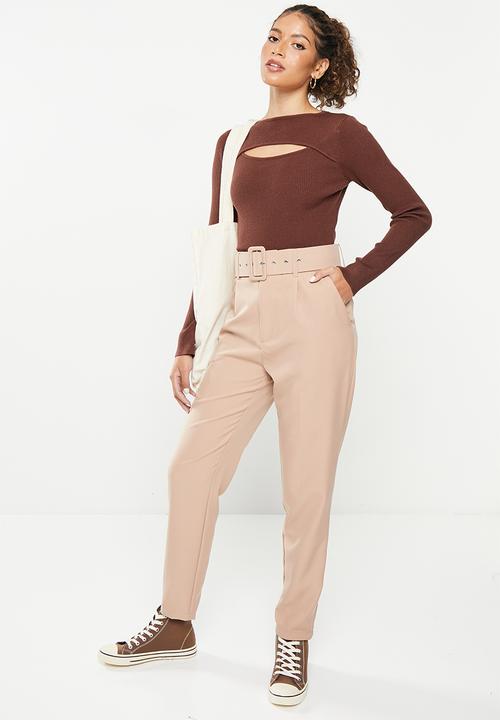 dailyfriday - Cut out long sleeve top - brown