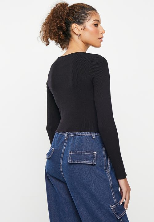 dailyfriday - Cut out long sleeve top - black