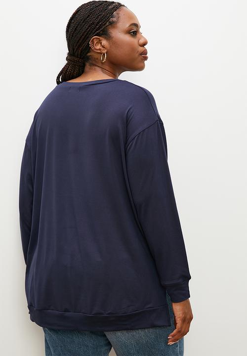 edit Plus - V-neck tunic top - navy