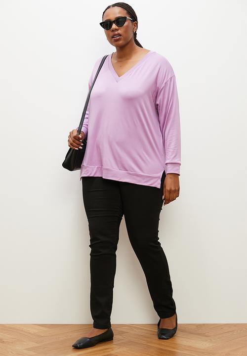 edit Plus - V-neck tunic top - lavender