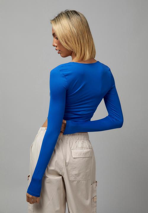 Factorie - Long sleeve straight neck top - olympian blue