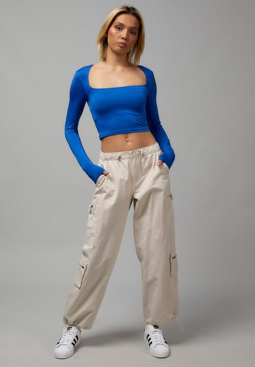 Factorie - Long sleeve straight neck top - olympian blue