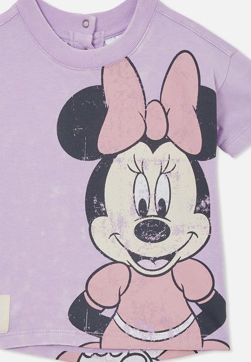 Cotton On - Andie drop shoulder tee - lcn dis lilac drop/minnie mouse