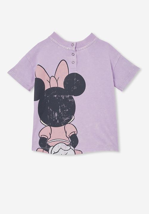 Cotton On - Andie drop shoulder tee - lcn dis lilac drop/minnie mouse