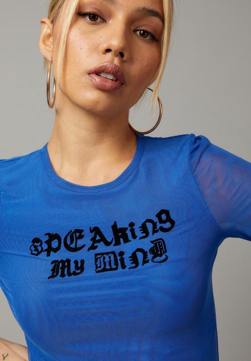 Factorie - Sheer long sleeve top - olympian blue/speaking my mind