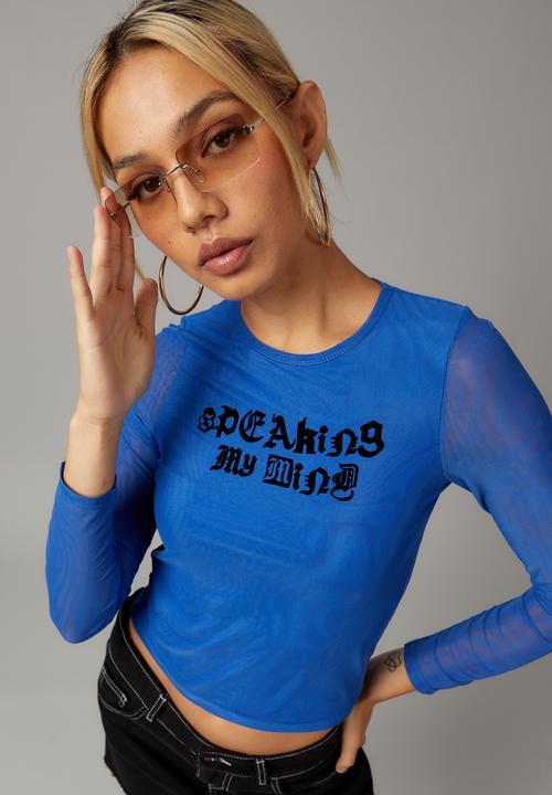Factorie - Sheer long sleeve top - olympian blue/speaking my mind