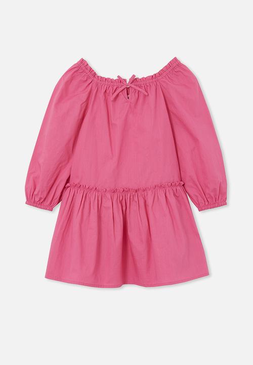 Cotton On - Caitlin long sleeve dress - raspberry pink