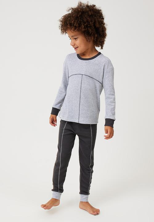 Cotton On - Beau long sleeve pyjama set - storm grey marle/bolt