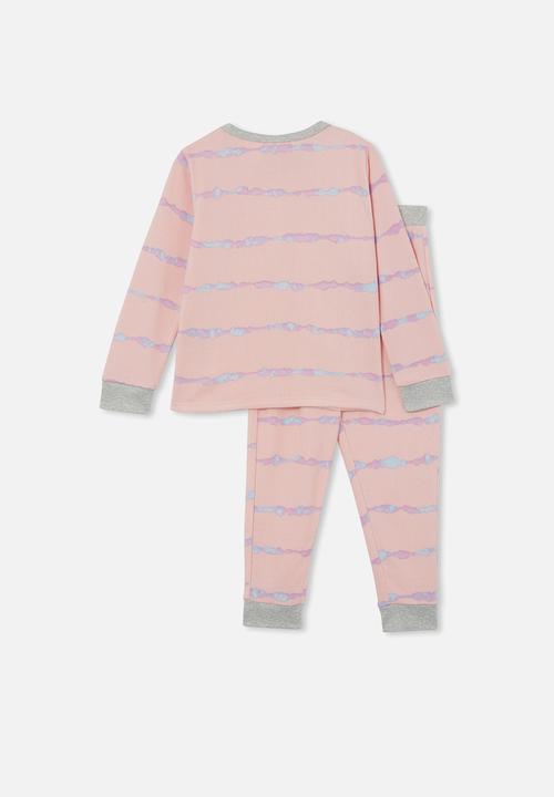 Cotton On - Cady long sleeve pyjama set - marshmallow pink/linear tie dye