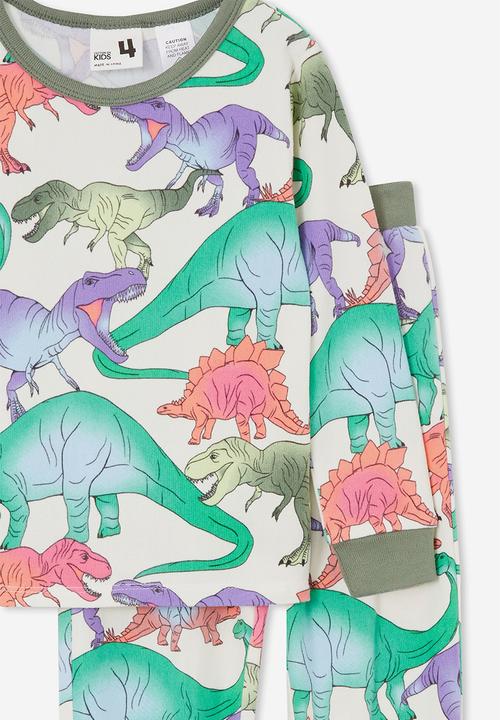 Cotton On - Cody long sleeve pyjama set - dark vanilla/gradient dinos