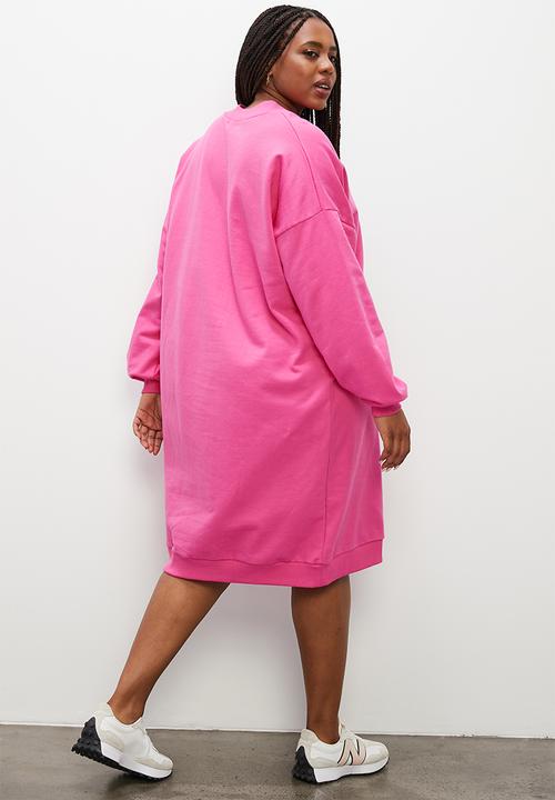 Superbalist - Crossover v-neck sweat dress - pink