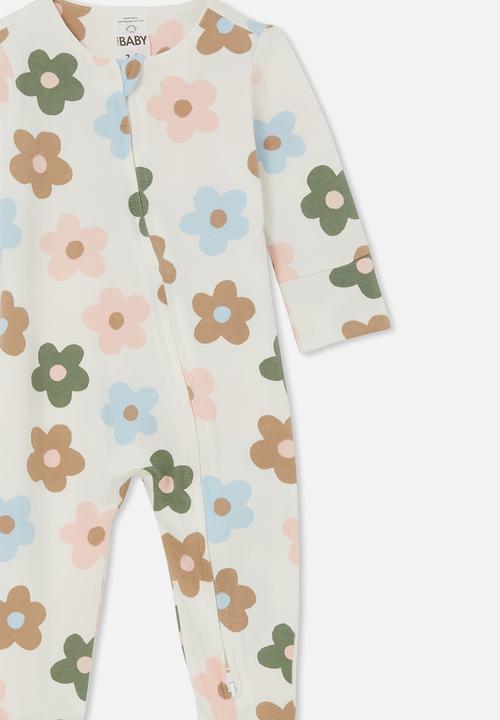 Cotton On - The long sleeve zip romper - vanilla/blair floral