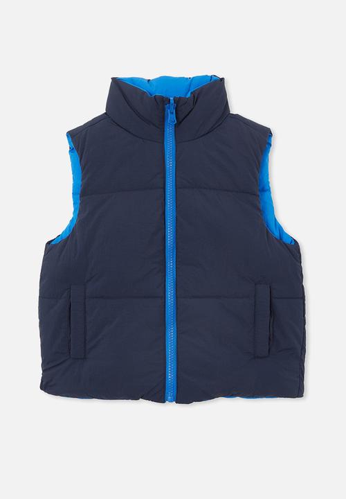 Cotton On - jamie reversible puffer vest - blue punch/navy blazer